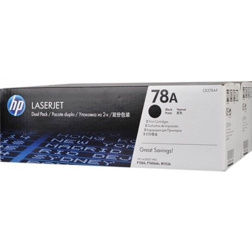 HP CE278AF No.78A Dual Pack Black Cartridge (CE278AF)