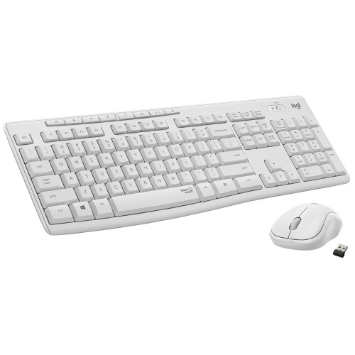 Logitech Silent Wireless Keyboard and Mouse Combo MK295, White