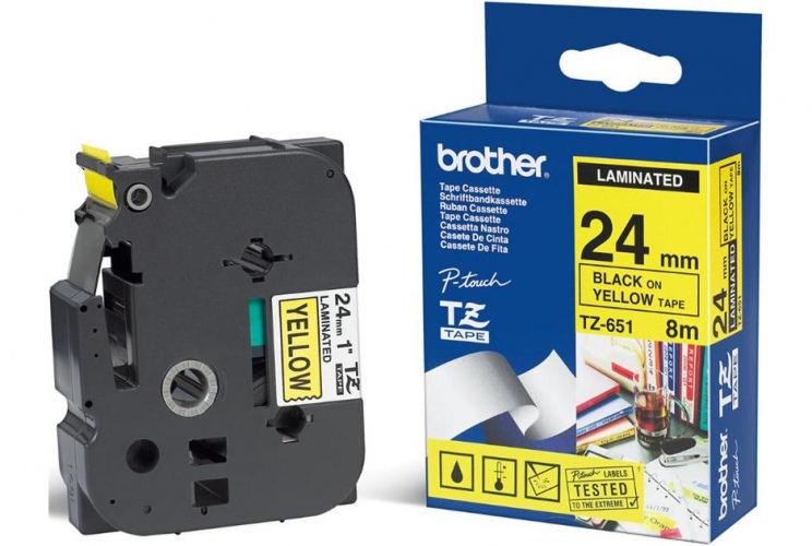 Brother TZe-651 Yellow/Black (TZE651) 24mm, 8m